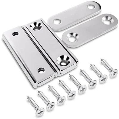 Afbeelding van Sensei 2 stuks rechthoekige neodymium magneten 40 x 13,8 5 mm met schroefgaten, draagvermogen 15 kg + stalen schijven 8 schroeven inbegrepen