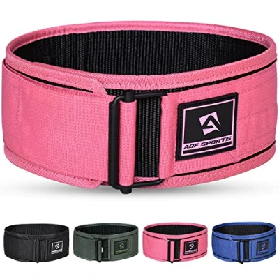 Afbeelding van AQF Gewichtheffen Riem, 10.2cm Zelfsluitende Nylon Gym Riem Voor Functionele Training Bodybuilding, Powerlifting, Deadlifting Squat En Workout Mannen Vrouwen (S, Roze)