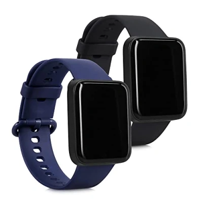 Afbeelding van kwmobile 2x horlogebandjes geschikt voor Xiaomi Redmi Watch 2 Lite bandje Smartwatch bandjes van TPU Activity tracker horloge band in zwart / donkergroen