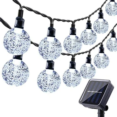 Afbeelding van Solar Tuinverlichting Buiten, 36ft 60 LED String Lights Waterdicht, Zonne energie Crystal Ball Binnen/Buiten Fairy Decoratieve verlichting voor tuin, patio, festival (Wit)