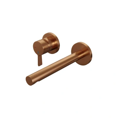 Afbeelding van Brauer Copper Edition Wastafelmengkraan inbouw rechte uitloop rechts hendel middel dik model E2 PVD geborsteld koper