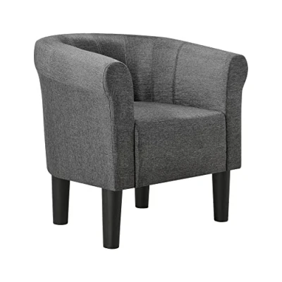 Afbeelding van Kuipstoel Ariel schelpen fauteuil stof 70x70x58 cm donkergrijs