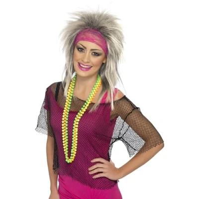 Afbeelding van Smiffy&#039;s Jaren 80 &amp; 90 Kostuum 80s Doorschijnend Topje Zwart Carnavalskleding Verkleedkleding