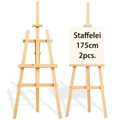 Afbeelding van Schildersezel van hout 175 cm (2 stuks) Plooibare en in hoogte verstelbare ezels voor schilderen Canvasstandaard kunstenaars schilderijen bruiloftstableaus Geschikt kinderen volwassenen