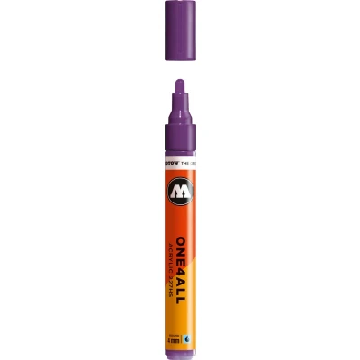 Afbeelding van Molotow ONE4ALL 4mm Acryl Marker Paars Geschikt voor vele oppervlaktes zoals canvas, hout, steen, keramiek, plastic, glas, papier, leer...