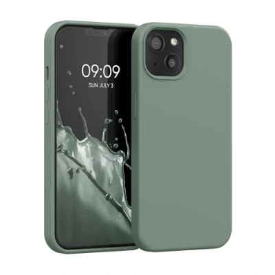 Afbeelding van kwmobile telefoonhoesje geschikt voor Apple iPhone 13 Hoesje met siliconen coating Smartphone case in Regenwashed groen
