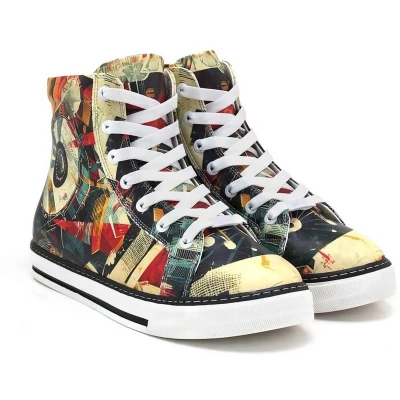 Afbeelding van Goby Abstract Steps Dames Sneaker Boots Handgemaakt Premium Kwaliteit Ontwerp Maat 40