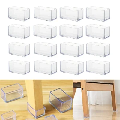 Afbeelding van 16 stuks 20 x 40 mm rechthoekige, siliconen stoelpootbeschermers, stoeldoppen, meubelbeschermers, tafelpootbeschermers, stoelpootbeschermers om krassen op hardhouten vloeren te voorkomen en lawaai