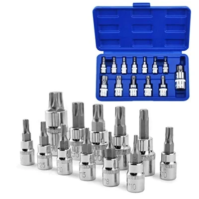 Afbeelding van Sukudon 13st Torx Socket Schroevendraaier Bit Set T8 T70 S2 Stalen Tool Kit Interne Mannelijke Veiligheid Hoofd Star Reparatie Tools