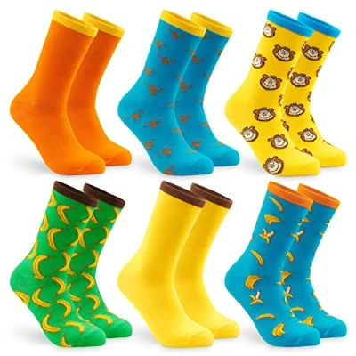 Afbeelding van CityComfort Kleurrijke sokken voor heren, grappig motief, crew mannen, modieuze sokken, coole grappige gekke funkousen, 6 stuks paar, Meerkleurig, 41/46 EU