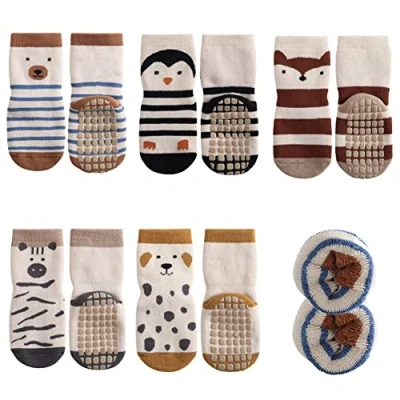 Afbeelding van FedMois 5 paar Baby kinderen winter sokken met anti slip grip dikke thermische sokken, pinguïn, 3 jaar