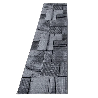 Afbeelding van Moderne loper Jena Zwart 9260 80x300cm Adana Carpets