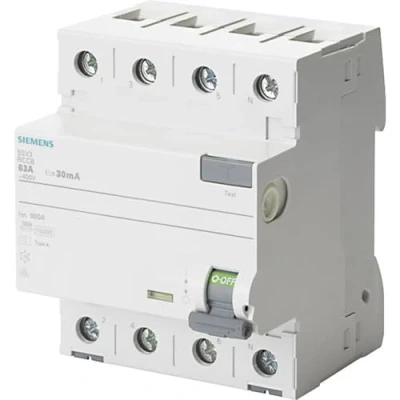 Afbeelding van Siemens aardlekschakelaar type a 40a 3 n pole 30ma 400v 4mw 5sv3344 6