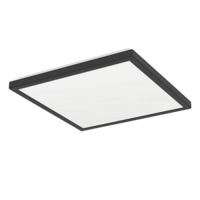 Afbeelding van Eglo LED plafondlamp Rovito, ronde badkamer plafonnière, badkamerlamp plafond van kunststof in zwart en wit, plafondverlichting warm wit koud IP44, 29x29 cm