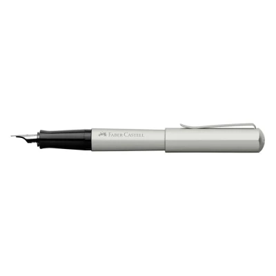 Afbeelding van Vulpen Faber Castell Hexo mat zilver M schrijfkleur: blauw
