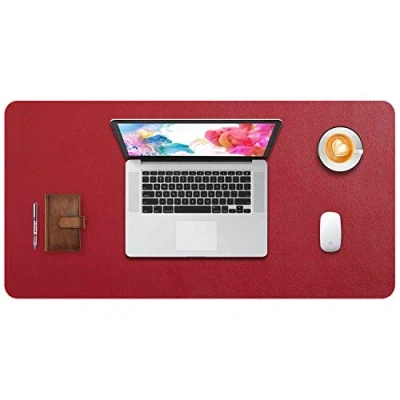 Afbeelding van DOBAOJIA Muismat Grote Mousepad XL, Bureaulegger Bureaumat, Bureau Vloeipapier Schrijfblok, Laptop Bureaumat voor kantoor/thuis, PU leer waterdicht + suède antislip 80 x 40 cm (Wijn Rood)