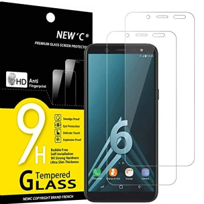 Afbeelding van NEW&#039;C 2 Stuks, Screen Protector voor Samsung Galaxy A6 (SM A600F), Gehard Glass Schermbeschermer Film 0.33 mm ultra transparant, resistent