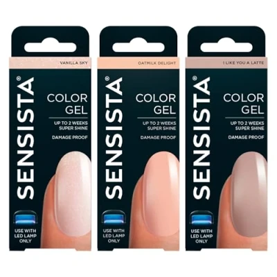 Afbeelding van Sensista Glittery Champagne Set Color Gel Gellak Voordeelset Nude Glitter nagellak voor LED lamp 3 stuks