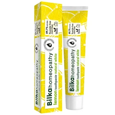 Afbeelding van Bilka Homeopathie tandpasta met citroen, homeopathische xylitol, fluoridevrij, mentholvrij, suikervrij, natuurlijk whitening effect, 1 x 75 ml