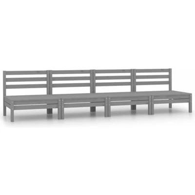Afbeelding van 4 delige Loungeset massief grenenhout grijs