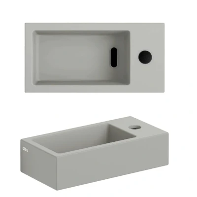 Afbeelding van Clou Flush 3 Fontein Met Kraangat Rechts Mat Grijs Keramiek 36 cm