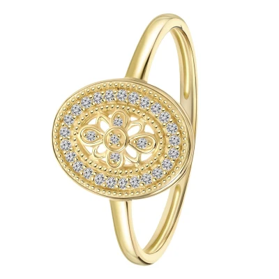 Afbeelding van Lucardi 14 CT GOLD, Diamond 0,07CT Ring goldcoloured, Dames, Maat: 47, Gold coloured