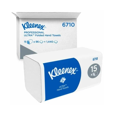 Afbeelding van Handdoek Kleenex Ultra i vouw 3 laags 21,5x31,8cm wit 15x96st 6710