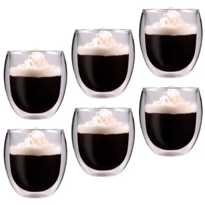 Afbeelding van Glas Rondo wijnglas koffieglas theeglas bolvormig design 400 ml dubbelwandig borosilicaatglas bestand tegen hitte en kou handgemaakt mondgeblazen krasvrij geschikt voor magnetron vaatwasser