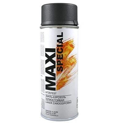 Afbeelding van Maxi Color Hittebestendige spuitlak ovenverf uitlaatlak ovenlak 400 ml spuitbus hittebestendig hoge temperatuur lak zuinig (800 C zwart mat)