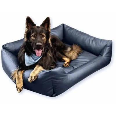 Afbeelding van 4L Textil Mario Waterdicht hondenbed, kunstleer, hondenmand van voor grote en middelgrote honden, hondensofa, XXL, hondenkussen, 120 x 90 cm, grafiet,