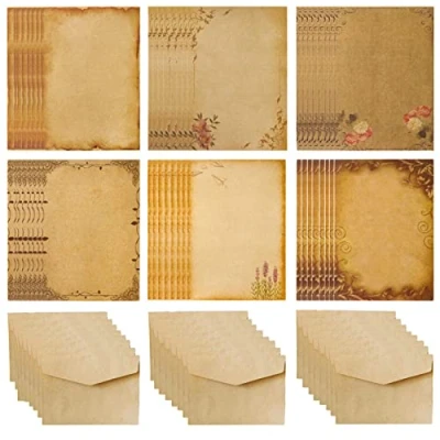 Afbeelding van HCRXVV 48 vellen briefpapier met 24 enveloppen, perkamentpapier DIN A5, aan beide zijden bedrukt, geschikt voor certificaatpapier, liefdesbrieven