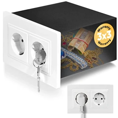 Afbeelding van Elder Welder® Kleine Stekkerkluis, Geldkluis voor Wandmontage, Afstortkluis als Geheim Vak, Kluis Het Verstoppen van Geld, Geheime Verstopplaats, Mini Muurkluis met Sleutel