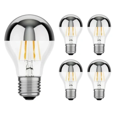 Afbeelding van ledscom.de 5 stuks E27 LED lamp, A60, wit (3900 K), 6,6 W, 646lm, hoofdspiegel (zilver)