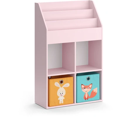 Afbeelding van Vicco Kinderboekenkast &quot;Luigi&quot;, Roze, 72 x 114.2 cm met 6 vouwboxen (gekleurd)