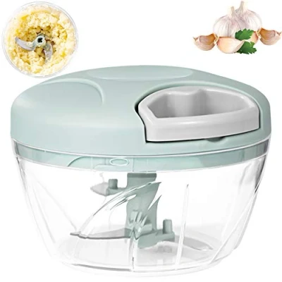 Afbeelding van Knoflooksnijder, 500 ml, handmatig, chopper, uienhakker, groentesnijder,​ ideaal voor groenten en fruit, uien, noten, tomaten