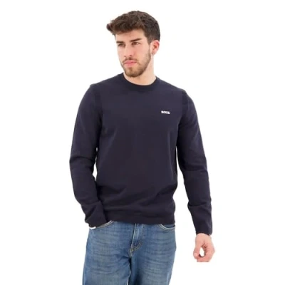 Afbeelding van HUGO BOSS heren Ever X fijngebreid pullover met logo in de kleur Donkerblauw, maat: XXL