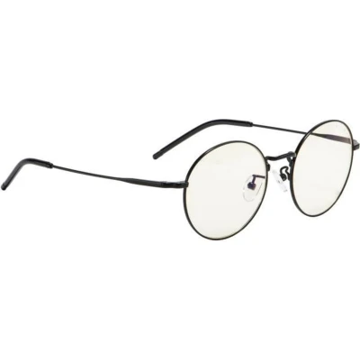 Afbeelding van Gunnar Ellips Blauwe anti lichtbril Zwart metalen montuur en heldere lenzen filter 35%