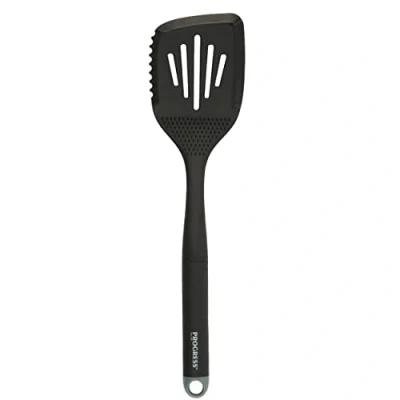 Afbeelding van Progress® BW09568GEU7 Shimmer Slotted Spatula, Multifunctional Non Stick Safe Kitchen Utensil, Nylon, Ideal For Serving &amp; Separating Foods, Integrated Garlic Rub, Soft Touch Handle With Green Cuff