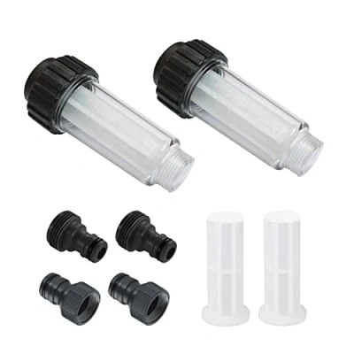 Afbeelding van Waterfilter Tuinslang, 2 Stuks 3/4 Inch Water Voorfilter Waterset Met 4 Filterpatroon &amp; Snelkoppelingen voor Hogedrukreiniger, Tuinpomp, Tuinberegening, Camper