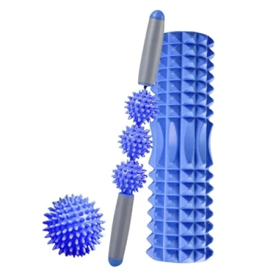 Afbeelding van Roller, Bal en Massagestaafpakket. Schuimroller voor Spiertherapie Massage. Pilates Yoga Bar Bal. Fitnessschuimroller. Schuimcilinder Pijnverlichting Training. 45 cm