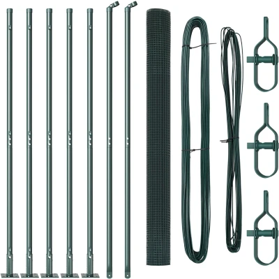 Afbeelding van vidaXL Gelast Draadhek met 7 Flanged Palen Groen 1.4x10 m Staal