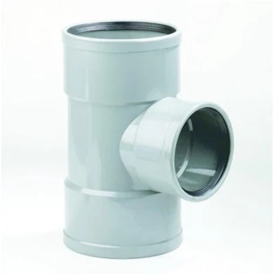 Afbeelding van Dyka T stuk 3x mof 90 manchetverbinding klasse 41 PVC grijs keurmerk BRL52100/BRL52200 160 x 110mm