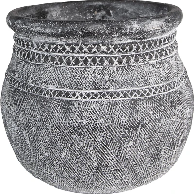 Afbeelding van Clayre &amp; Eef Bloempot Ø 21x19 cm Grijs Steen Rond Woondecoratie