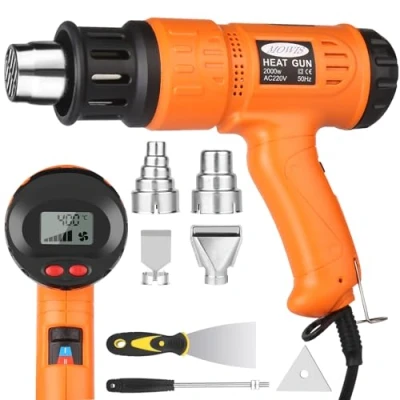 Afbeelding van MOWIS 2000 W heteluchtpistool met lcd display, instelbare temperatuur, 100 600 C, professionele heteluchtföhn voor embossing, gerichte kleurverwijdering, solderen, krimpen, heteluchtblazer