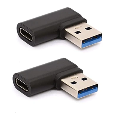 Afbeelding van Tomost Rechtshoekige USB C naar adapter, 90 graden A adapter 3.0 mannelijk vrouwelijke connector compatibele kabel tablets hubs zoals Samsung Note 10 Google Pixel 2 stuks (rechts (zwart))