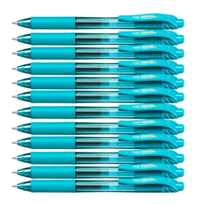Afbeelding van Pentel BL107 S3X Energel x Liquid Gel roller, 0,35 mm lijndikte, turquoise, 12 stuks met drukmechanisme