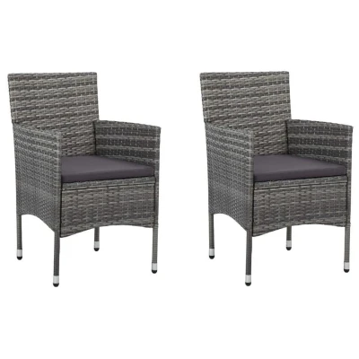 Afbeelding van Tuinstoelen 2 st poly rattan grijs