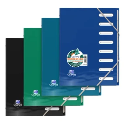 Afbeelding van OXFORD Oceanis Ordnermap, standaard, A4, 8 posities, omslag, polypro, gerecycled, ondoorzichtig, willekeurige kleurkeuze, 12 stuks