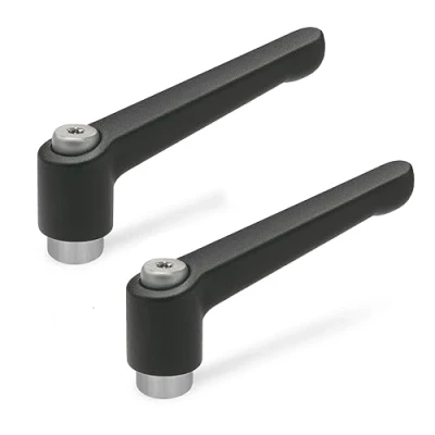 Afbeelding van Ganter Normelemente GN 300.1 30 M5 SW 1 verstelbare klemhendel met roestvrijstalen schroefbus, structuurmat, zwart, greeplengte: mm schroefdraad: M5, 2 stuks