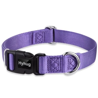 Afbeelding van Hyhug Ontwerp Klassieke Basic Nylon Halsband, Kan Dog Tag (Groot, Ultra Violet) installeren